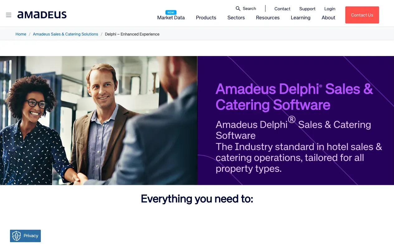 Amadeus Hospitality home page, captured July 2026